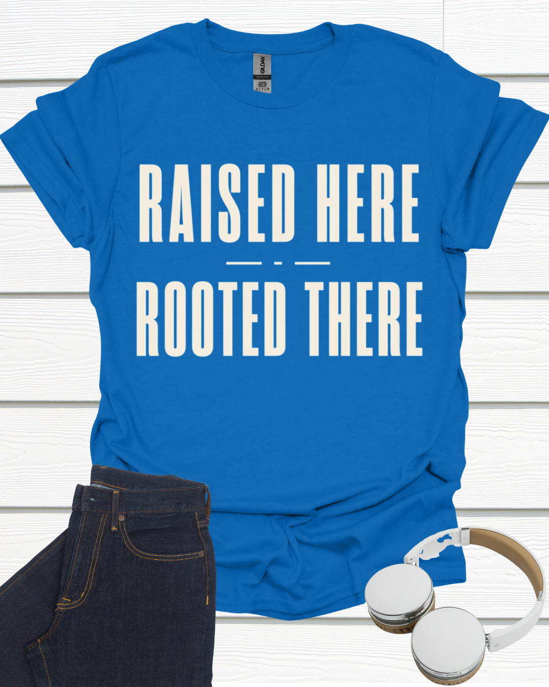 Raised Here Rooted There Unisex Softstyle T-Shirt