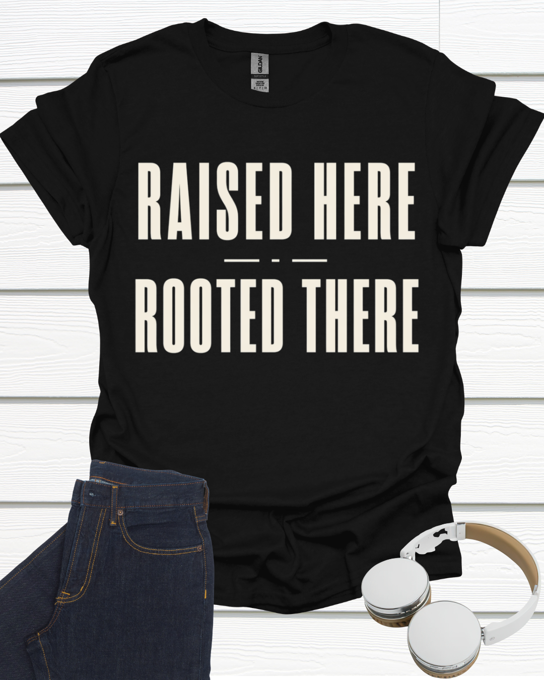 Raised Here Rooted There Unisex Softstyle T-Shirt