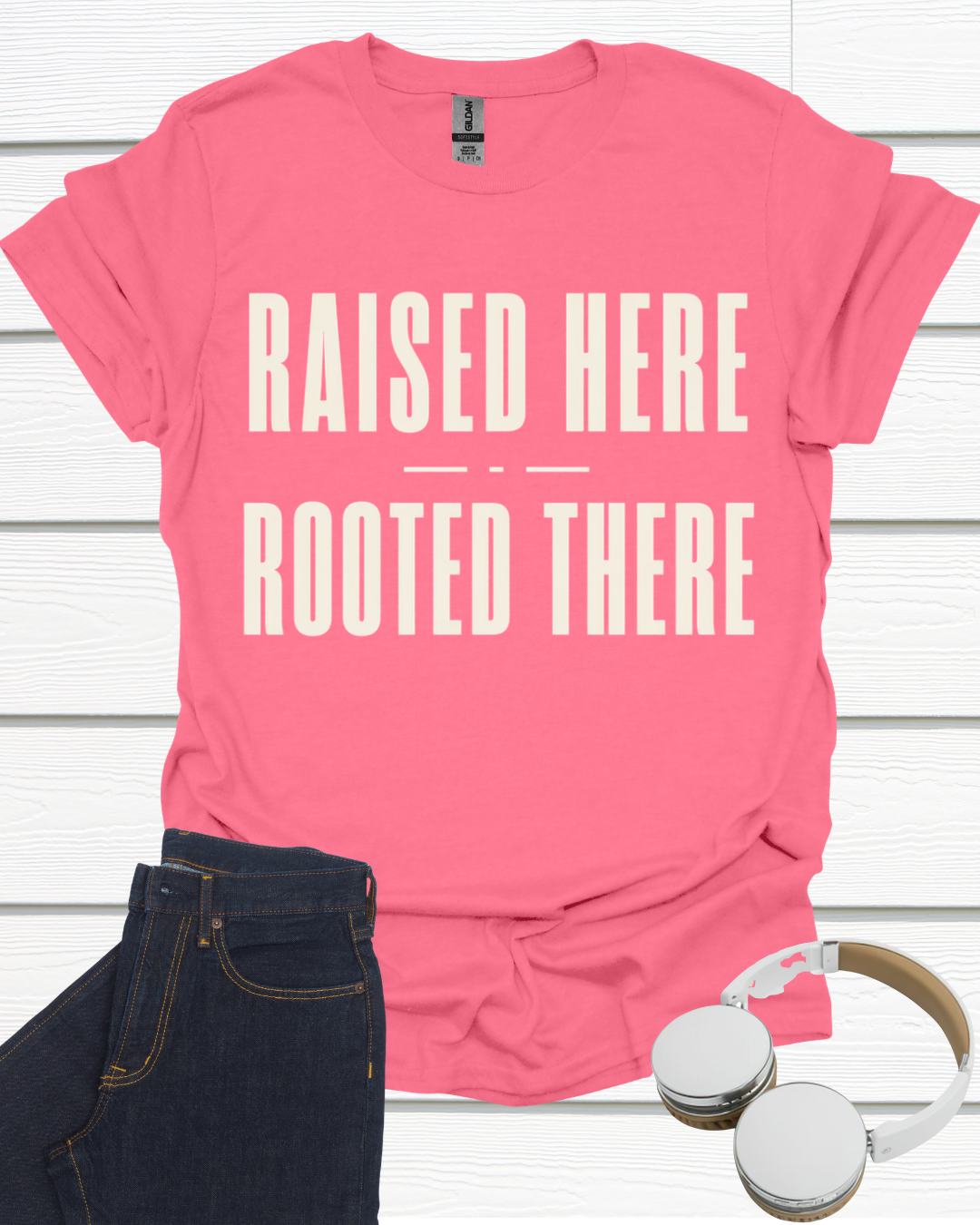 Raised Here Rooted There Unisex Softstyle T-Shirt