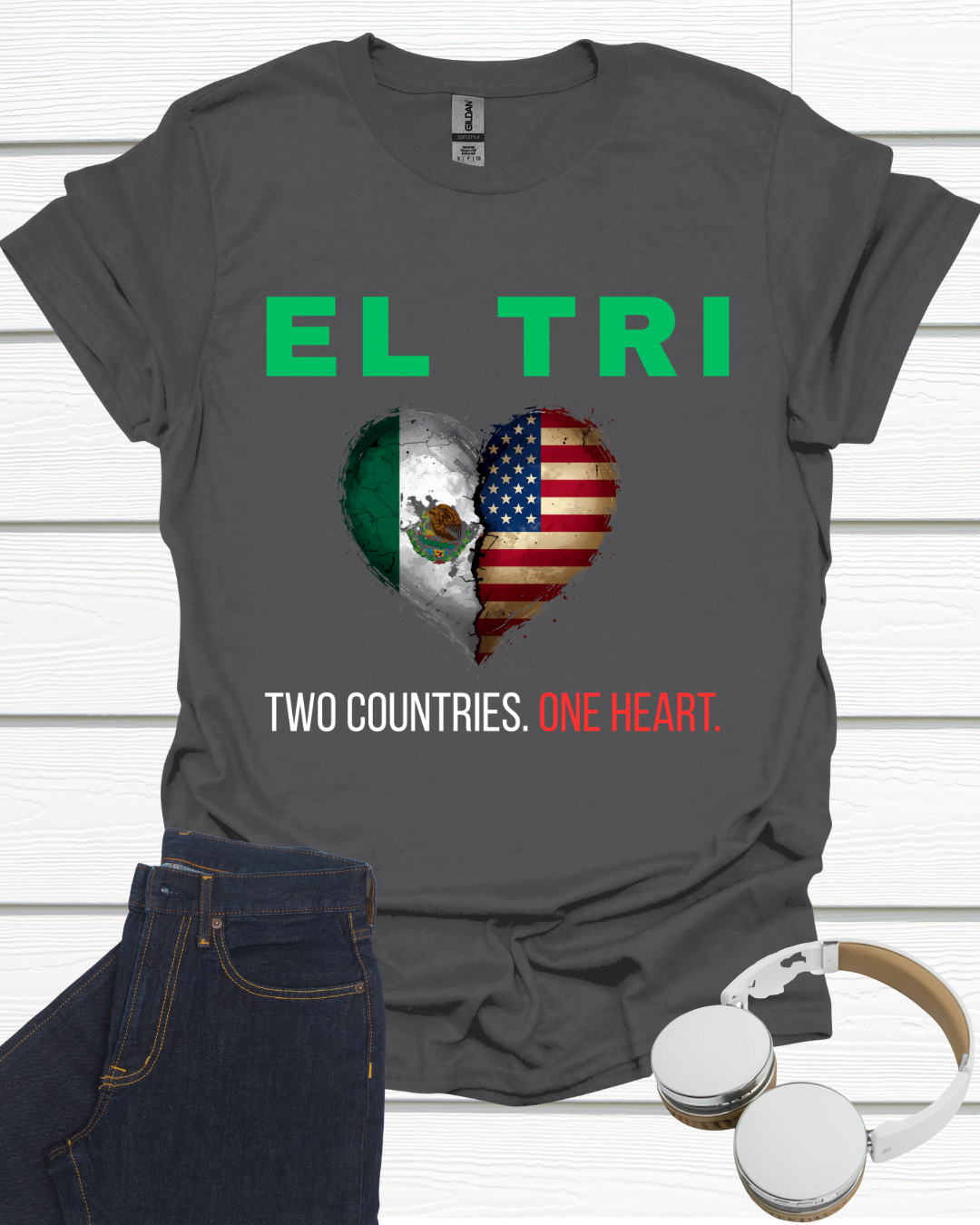 Two Countries One Heart Unisex Softstyle T-Shirt