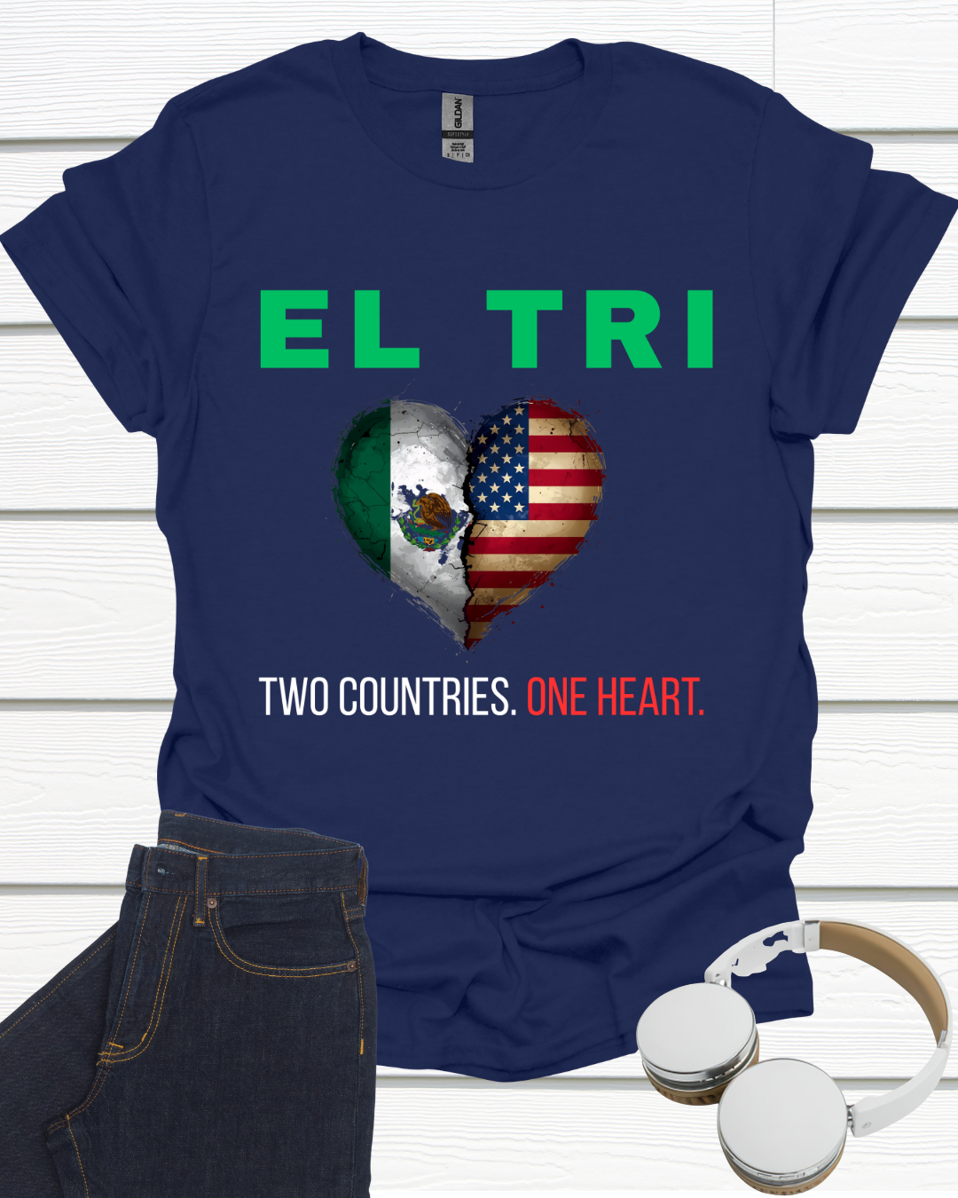 Two Countries One Heart Unisex Softstyle T-Shirt