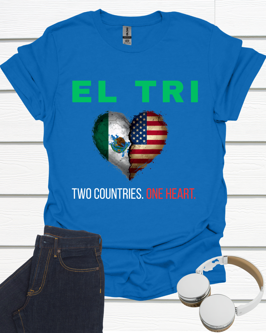Two Countries One Heart Unisex Softstyle T-Shirt