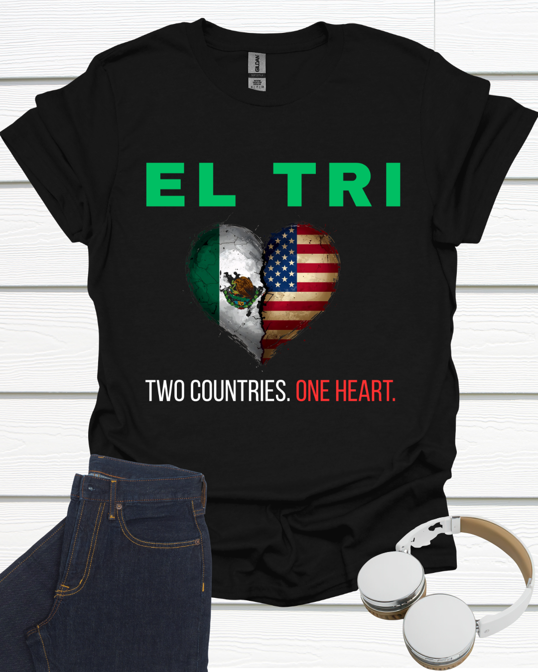 Two Countries One Heart Unisex Softstyle T-Shirt