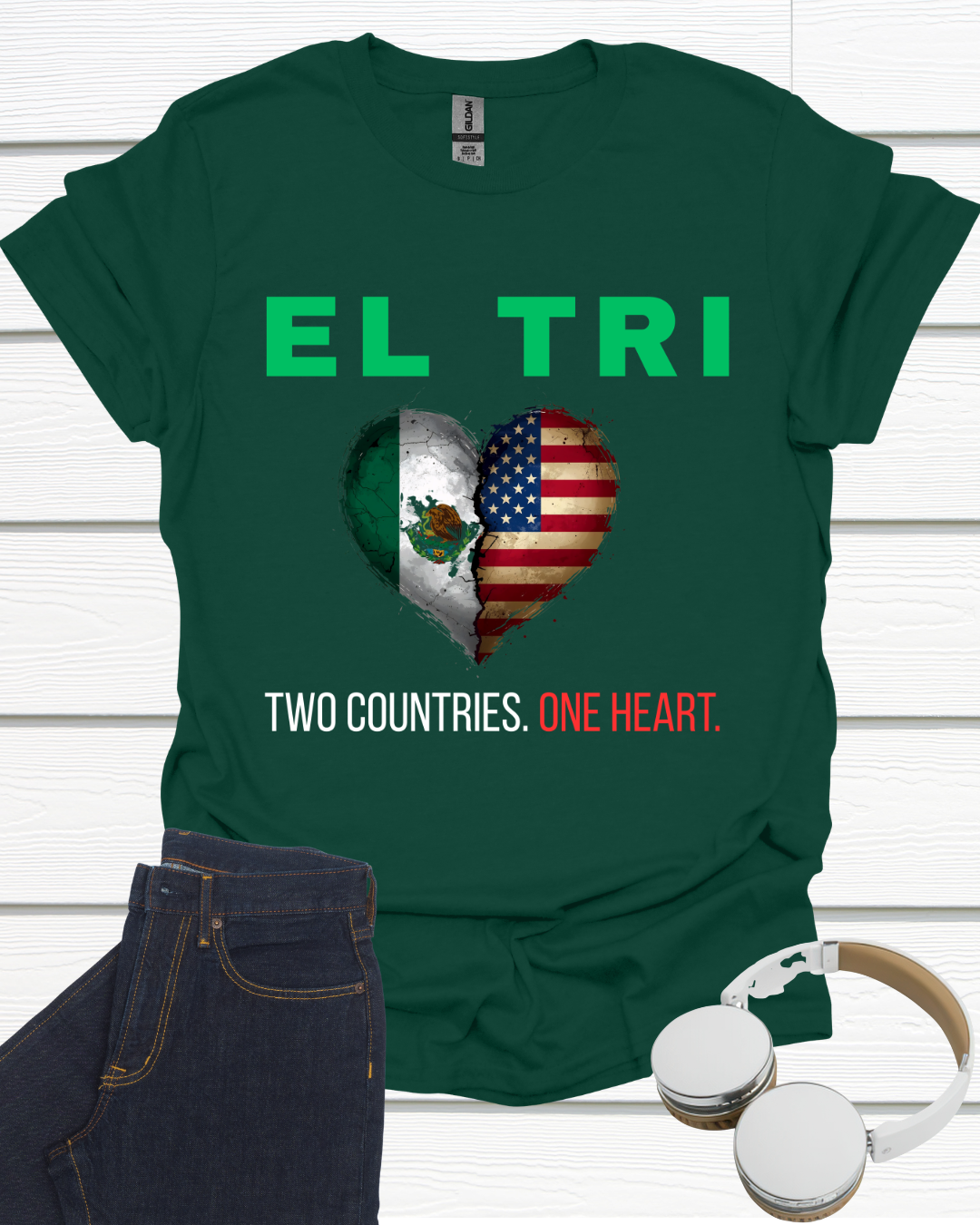 Two Countries One Heart Unisex Softstyle T-Shirt